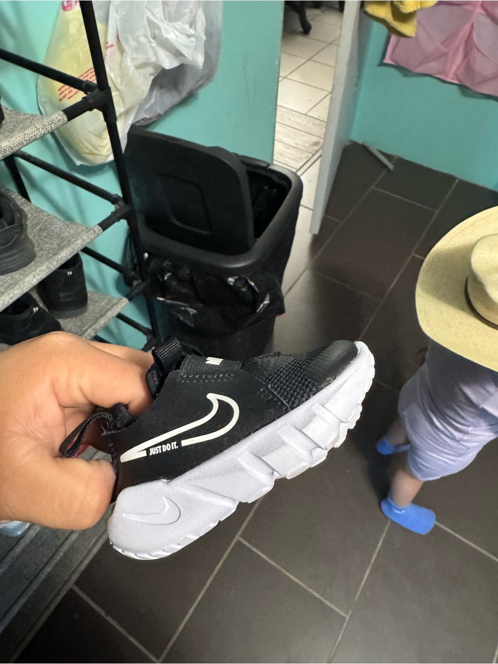 Nike Kids Black & White Slip-On Athletic Sneakers